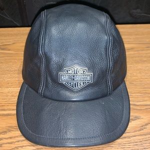 Vintage 90s Harley Davidson Motorcycles Leather Strapback Hat